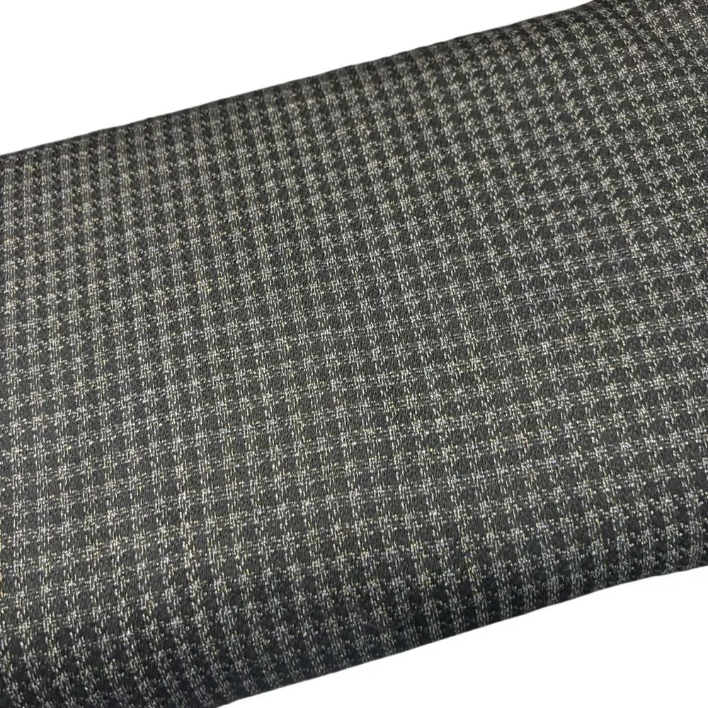 8.75 Yds Vintage Black Blue Gold Check Wool Suiting Fabric 58